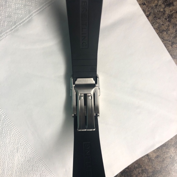 Breitling Diver Pro II Black Rubber Watch Band Strap with Deployment Buckle - Picture 2 of 4